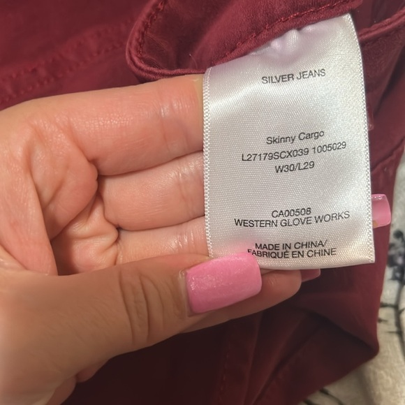 Burgundy Cargo Skinny Jeggings - Picture 5 of 7